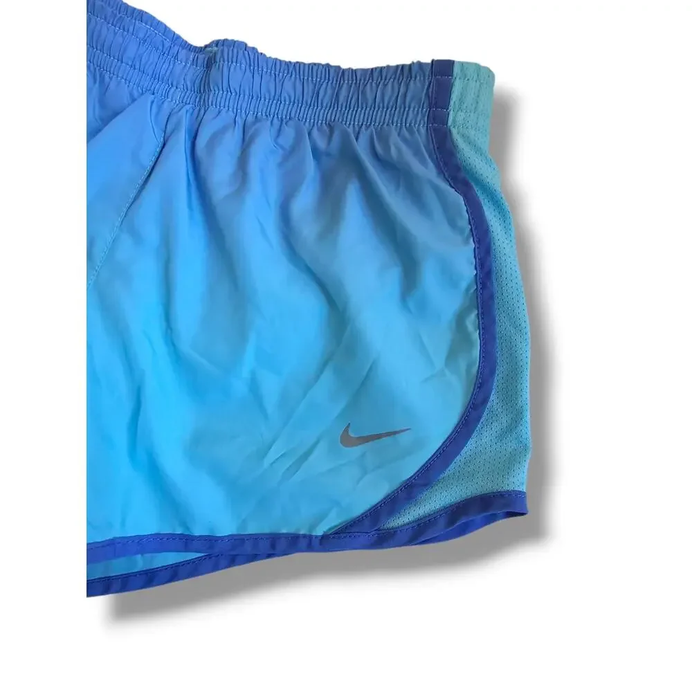 Nike Dri-FIT Girls Small Running Shorts Blue Mesh Inset Athletic